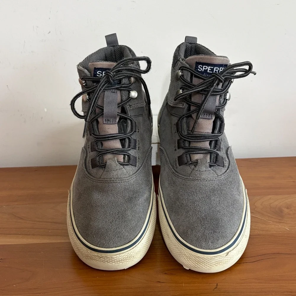 Sperry Mens Gray Suede High Top Sneaker Boots STS22654 Size 8.5